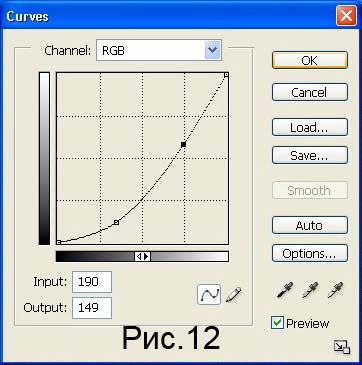 Диалоговое окно корректирующего слоя Curves