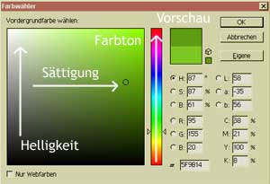 Farbwahl Menue