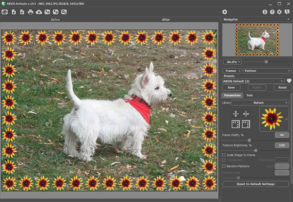 L'espace de travail de AKVIS ArtSuite