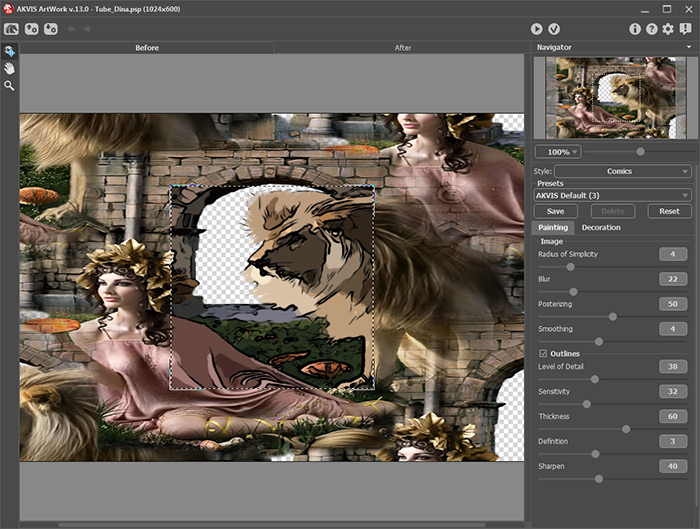Área de trabajo de AKVIS ArtWork