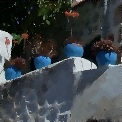 Фрагмент картины (горшочки с цветами)