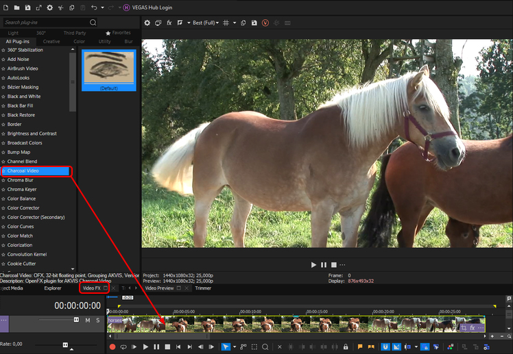 Уголь и мел для видео в Vegas Pro