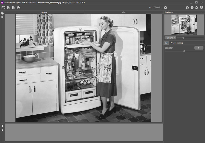 Programmfenster von AKVIS Coloriage AI