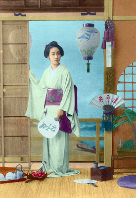 das Farbfoto einer Geisha