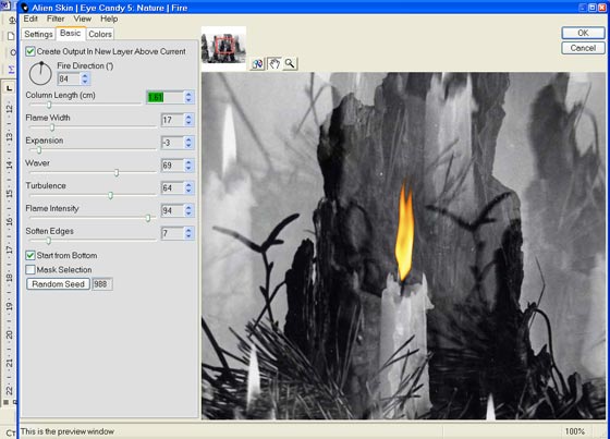 change the form and color of the flame