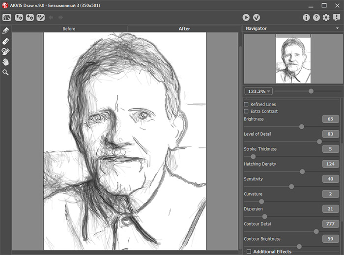 Arbeitsbereich von AKVIS Draw