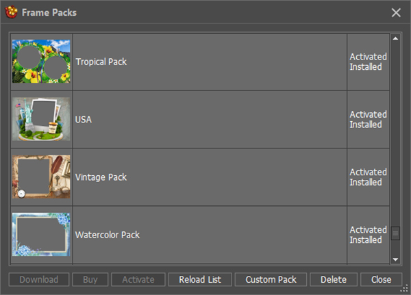 Frame Packs Manager