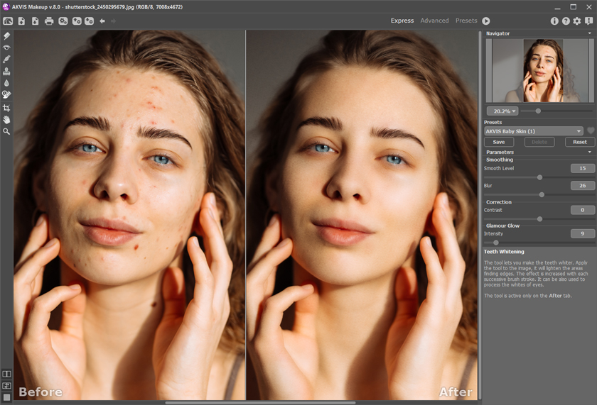 Área de trabalho do AKVIS MakeUp (Rápido)