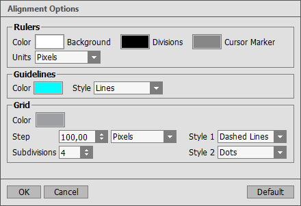 Options des outils d'alignement