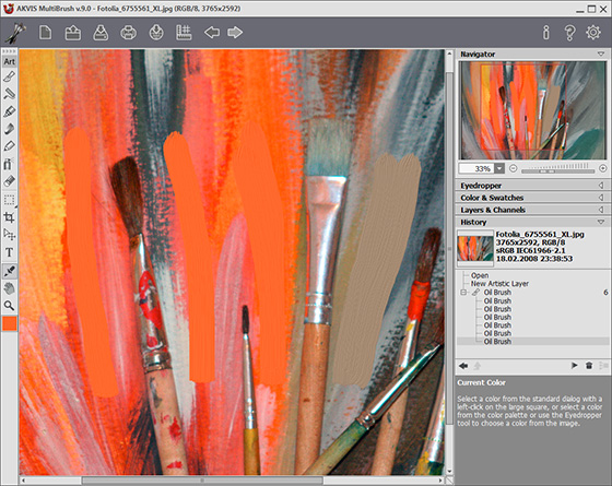 Рабочая область программы AKVIS MultiBrush