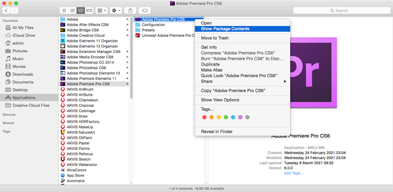 Package Contents (Adobe Premiere Pro CS6)