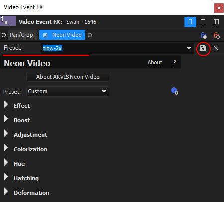 Creazione di preset personalizzati in Vegas Pro