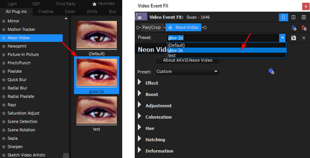 Usando Preset in Vegas Pro