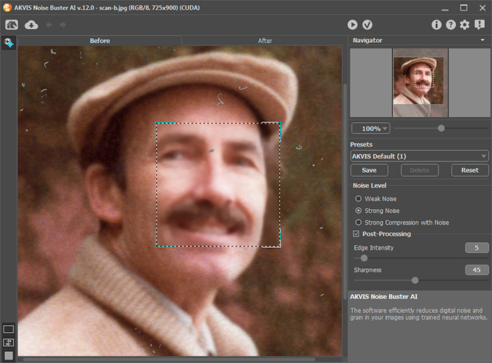 Corrección de fotos en Noise Buster AI