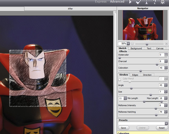 Settings for the AKVIS Sketch Plug-in
