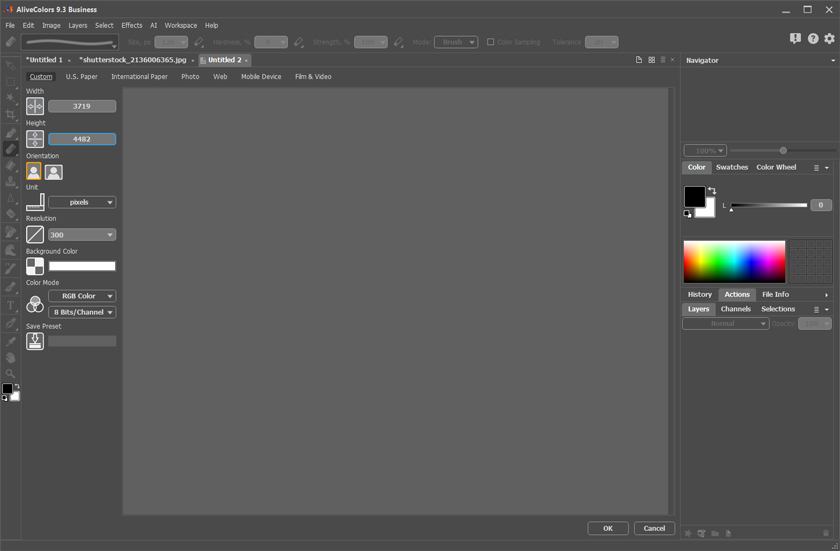 Neues Bild in AliveColors erstellen