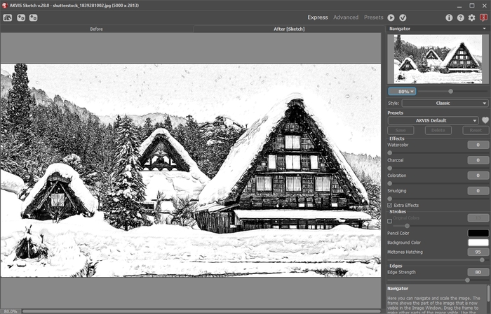 Pencil Drawing, Default Settings