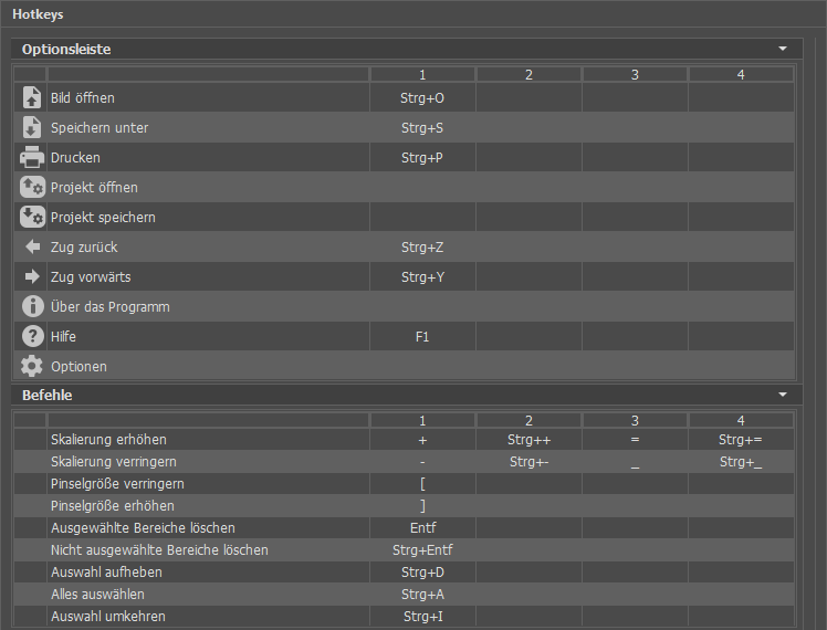 Keyboard Shortcut List