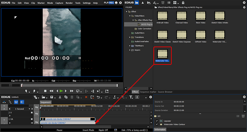 Акварель для видео в EDIUS Pro 9