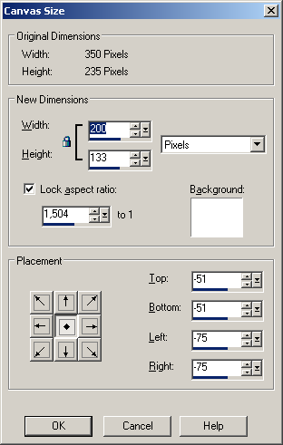 Диалоговое окно Canvas Size