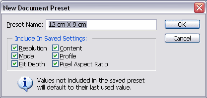 New Document Preset