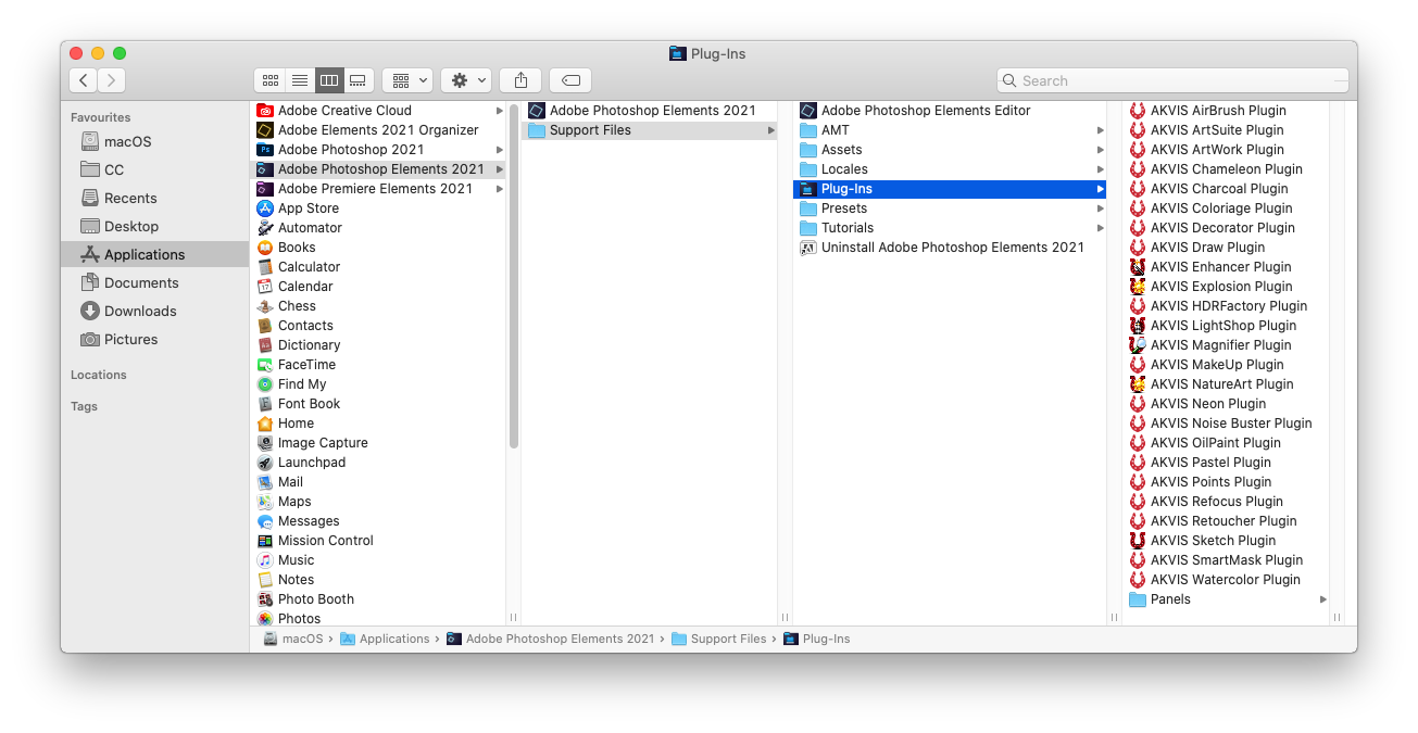 Añadir plugins a Photoshop Elements 2021