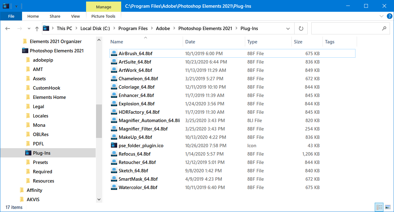 Adicionar plugins a Adobe Photoshop Elements 2021