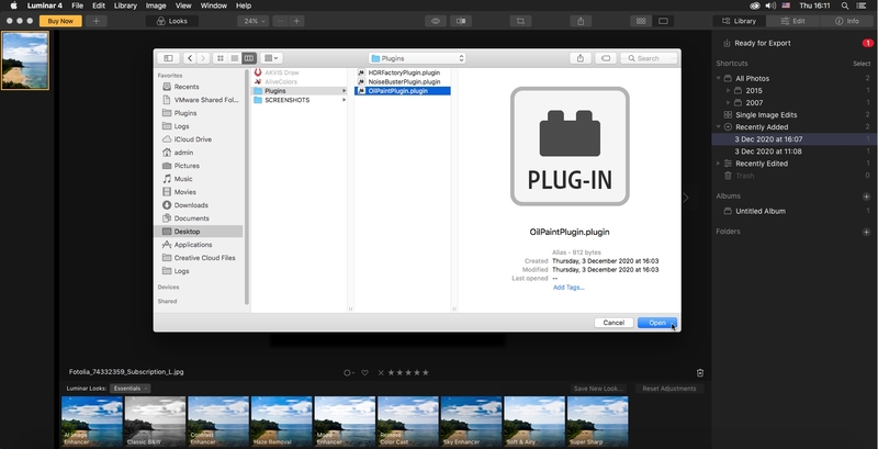 Installieren des OilPaint-Plugins über Linking