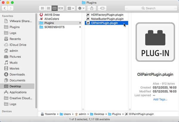 Verknüpfen des OilPaint Plugins