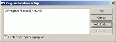 The PS Plug-ins location setup window