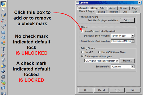 Effects and Plugins Options in Xara